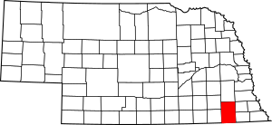 Map of Nebraska highlighting Gage County
