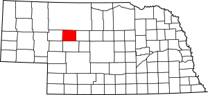 Map of Nebraska highlighting Hooker County
