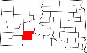 Map of South Dakota highlighting Jackson County