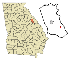 Location in McDuffie County and the state of Georgia