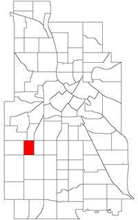 Location of East Bde Maka Ska within the U.S. city of Minneapolis