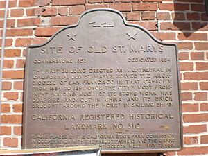 Old Saint Mary's Cathedral CA landmark plaque