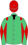 Emerald green, red epaulets, diabolo on sleeves, red cap