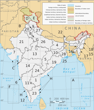 Political map of India EN