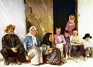 Russian settlers, possibly Molokans, in the Mugan steppe of Azerbaijan. Sergei Mikhailovich Prokudin-Gorskii
