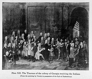 S. Hales standing and Trustees of Georgian colony Wellcome L0008311