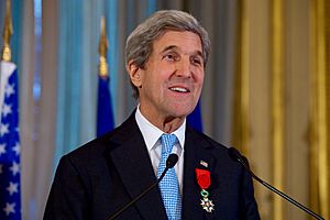 Secretary Kerry Delivers his Thanks After French Foreign Minister Jean-Marc Ayrault Awarded him the Grand Office of the Légion d'honneur (31407214912)