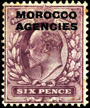 Stamp UK Morocco 1907 6p