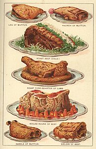 StateLibQld 2 191859 Elaborate cuts of roast meat presented on silver platters, 1901