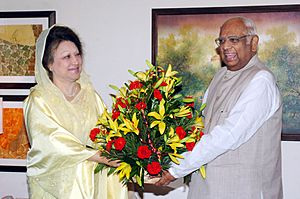 The Speaker of the Lok Sabha, Shri Somnath Chatterjee calls on the Bangladesh Prime Minister H.E. Begum Khaleda Zia, in New Delhi on March 20, 2006