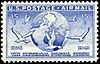 The United States 1949 Mi 602 stamp (75th anniversary of the UPU. Globe and messenger pigeons).jpg