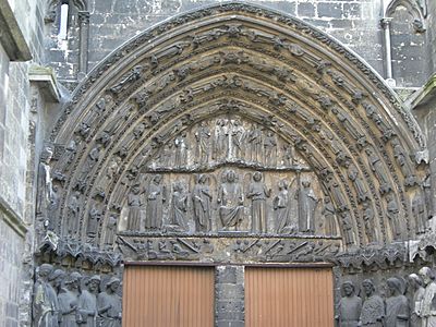 Tympan et voussures de la porte royale de la cathédrale St André de Bordeaux (France) 1200-1250