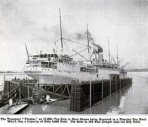 USS Thomas (1894) in drydock 1916