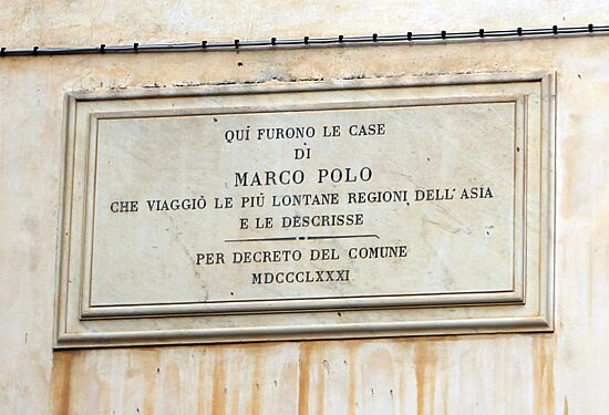 Venezia, casa di marco polo della corte del milion vista dal canale, targa