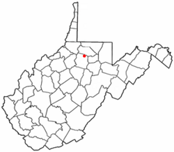 Location of Shinnston, West Virginia