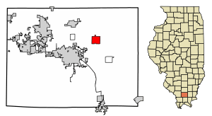 Location of Pittsburg in Williamson County, Illinois.