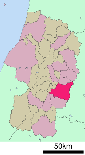 Location of Yamagata in Yamagata Prefecture