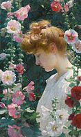 'Hollyhocks and Sunlight' by Charles Courtney Curran, 1902
