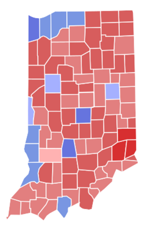 2016 Indiana gubernatorial election results map by county