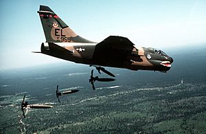 76th Tactical Fighter Squadron A-7D 70-0959 dropping bombs