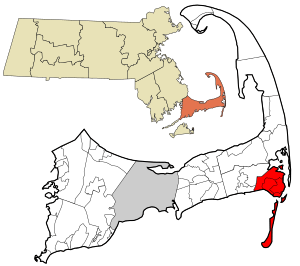 Location of the Town of Chatham in the state of Massachusetts.