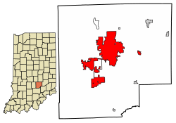 Location of Columbus in Bartholomew County, Indiana.