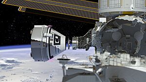 Boeing's CST-100 Starliner spacecraft docking to the ISS