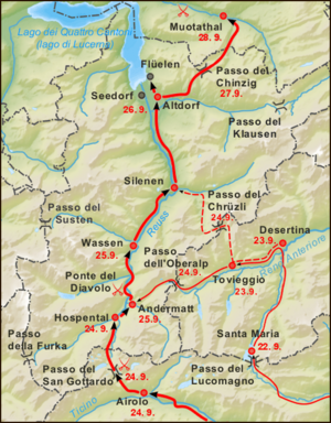 Campagna Suvorov svizzera - da Airolo a Muotathal