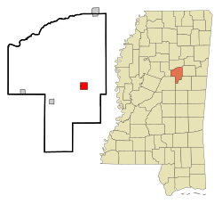 Location of Ackerman, Mississippi