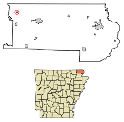 Location of Success in Clay County, Arkansas.