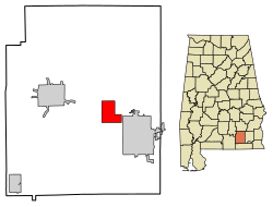 Location of New Brockton in Coffee County, Alabama.