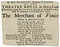 Drury Lane Playbill of the Merchant of Venice