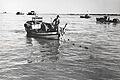 Gill net hauled in over a power-driven drum