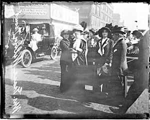 Grace Wilbur Trout (marked with x) after her return from Springfield and the campaign for women's votes, June 14, 1913