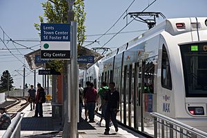 Green Line train at Lents Town Center station, June 2010
