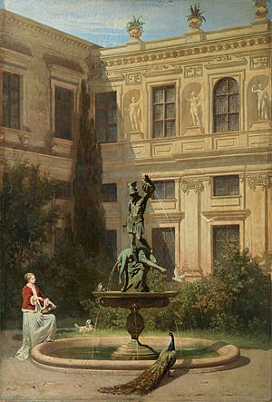Hans von Marées - Courtyard with the Grotto in the Munich Royal Residence - WGA14058