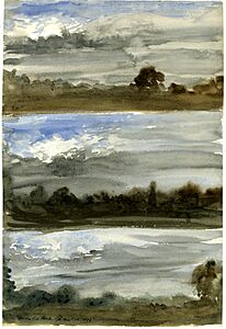 Hemsted Park, three studies with trees and storm clouds by George Hayter