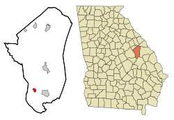 Location in Jefferson County and the state of Georgia