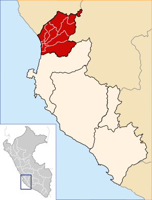 Location of Chincha in the  Ica Region