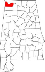 Map of Alabama highlighting Colbert County