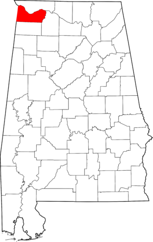 Map of Alabama highlighting Colbert County