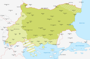 Map of Bulgaria during WWII