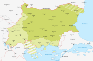 Map of Bulgaria during WWII