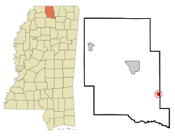 Location of Potts Camp, Mississippi
