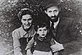Menahem Begin during his "Rabbi Sassover" period with wife Aliza and son Benyamin-Zeev in Tel Aviv