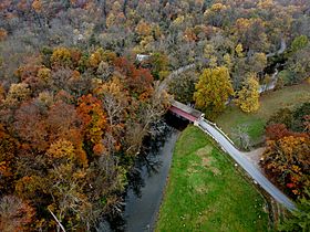 Mercer's Mill Covered Bridge-from the air
