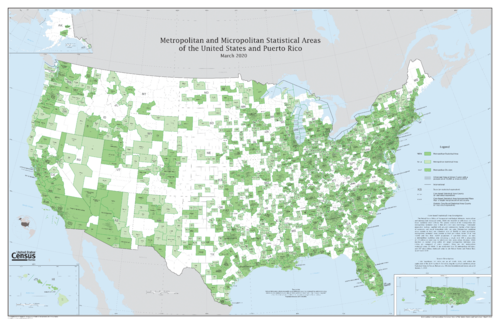 Metropolitan and Micropolitan Statistical Areas (CBSAs) of the United States and Puerto Rico, Mar 2020