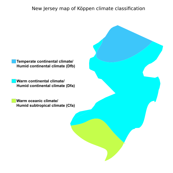 Image New Jersey map of Köppen climate classification