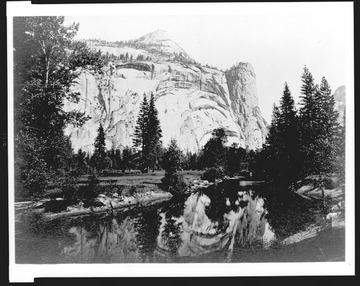 Reflection of trees and Washington Column in lake, Yosemite National Park, Calif. LCCN95514093.tif