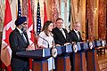 Secretary Pompeo, Secretary Mattis, Canadian Foreign Minister Freeland and Canadian Defense Minister Sajjan Address the Press (44499792130)